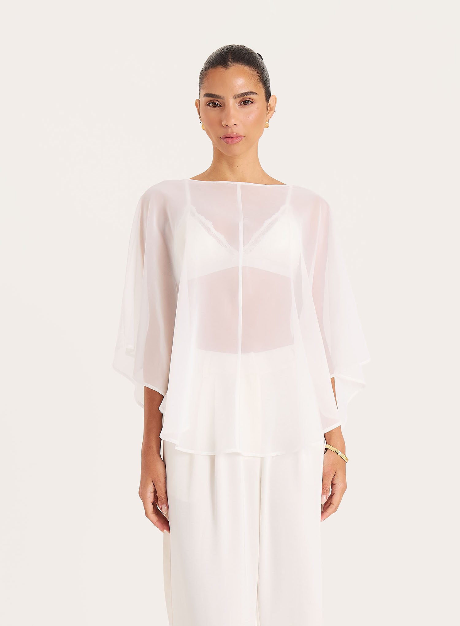 Cream Sheer Cape Top